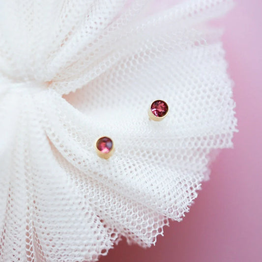 Tiny Pink Diamond Earrings